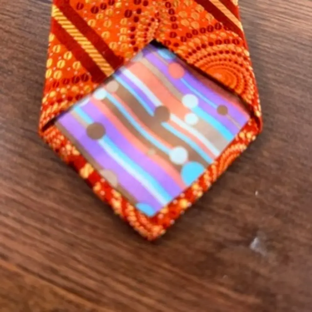 Ted Baker London Orange Psychedelic Geometric Spiral Silk Necktie